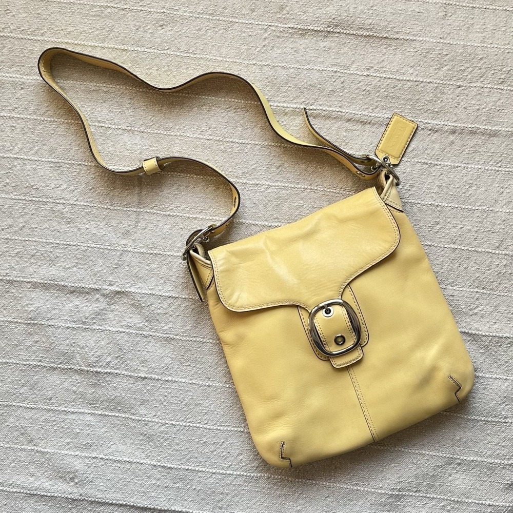 Coach Bleecker 13355 Canary Yellow Full Grain Leather Crossbody‎ Messenger Bag